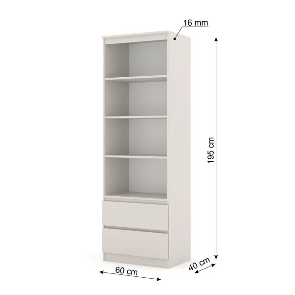 Regał otwarty MAJA 60 cm 2S kaszmir 2 szuflady półki
