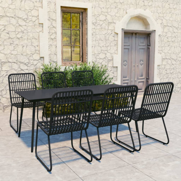 Zestaw mebli ogrodowych Czarny 190 cm table length Technorattan vidaXL