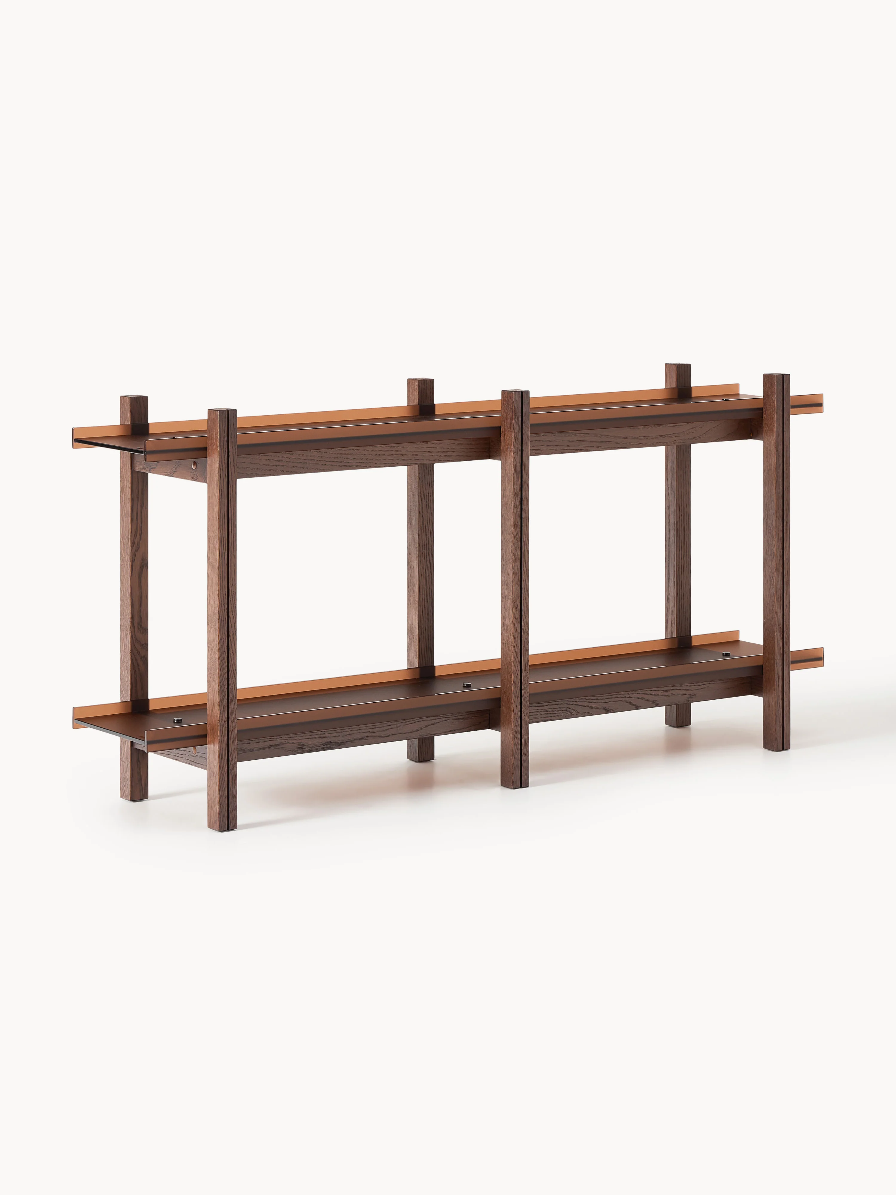 Holz-Regal Alex, Eichenholz & Glas