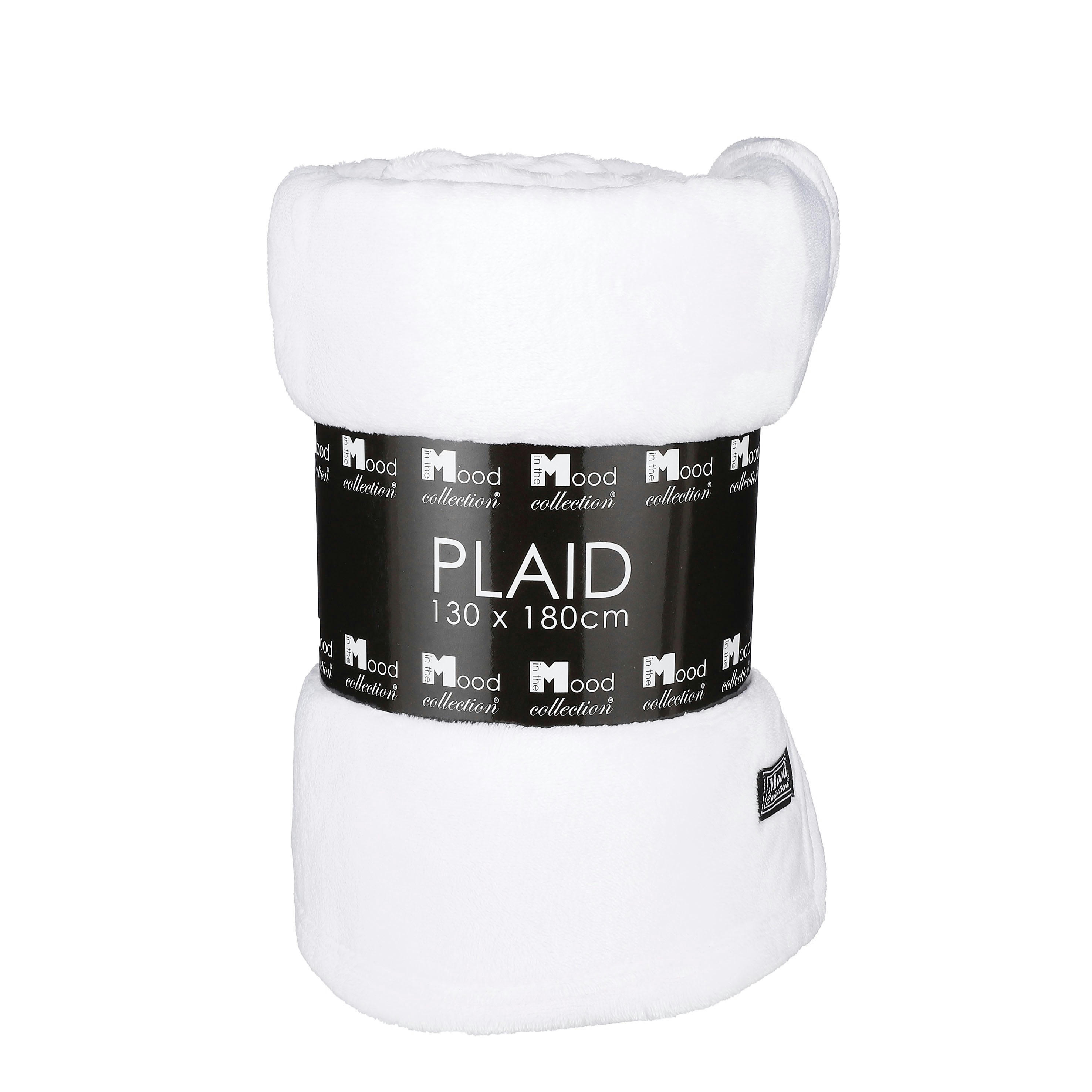 FAMKE - Plaid polaire blanc cassé 180x130