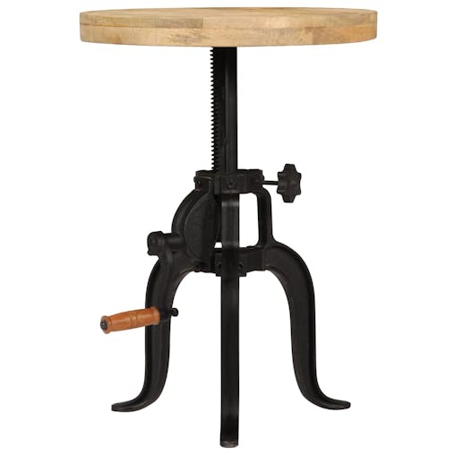 NNEVL Side Table 45x(45-62) cm Solid Mango Wood and Cast Iron