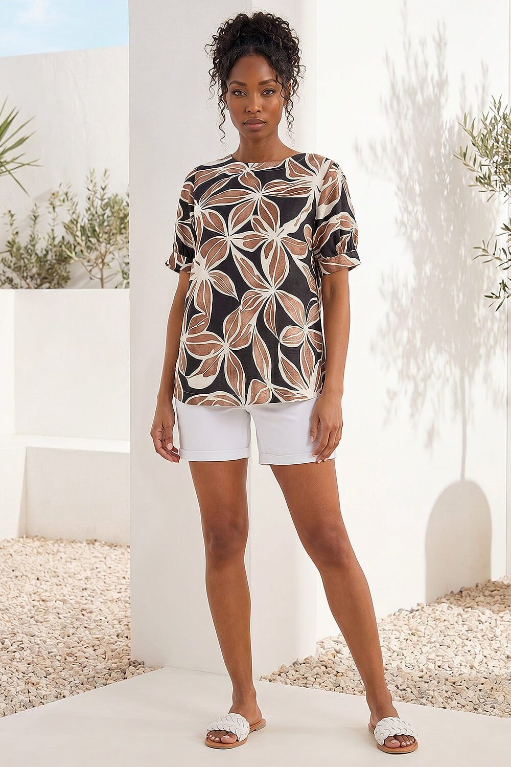 Roman Floral Print Top