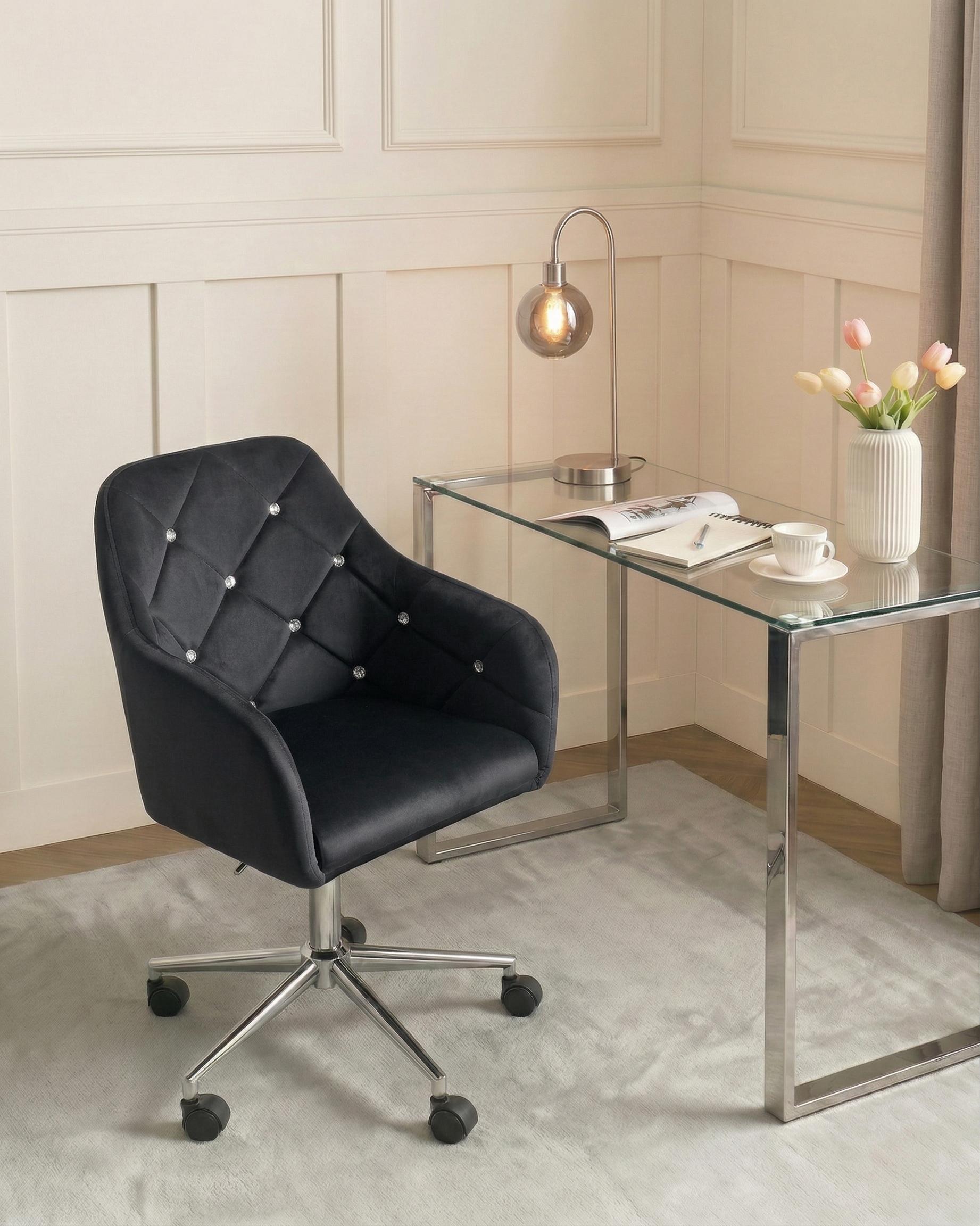 Desk Chair VELORIA Velvet Black
