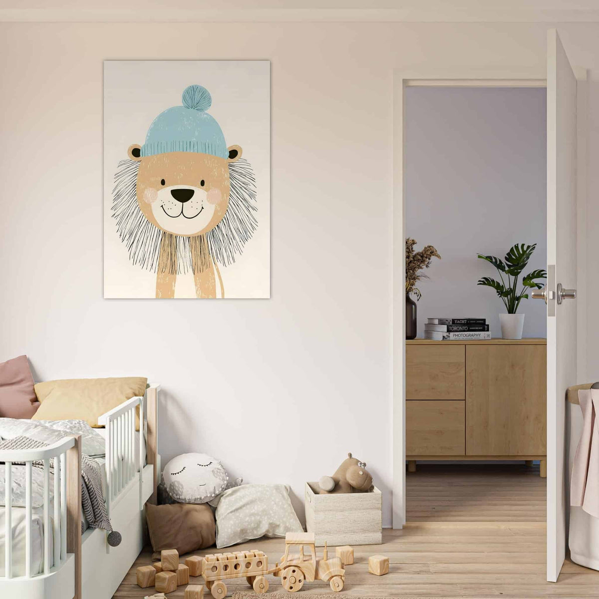 Artfulprints Poster Winterleeuw  - 70x100 cm - Meerkleurig