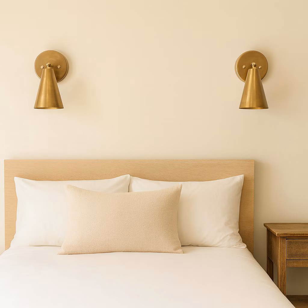 Modern Brass Wall Sconce Mid Century Bedroom Wall Light Cone Sconce Minimalist Brass Lamp Bedside Lighting Vanity Light Brass Wall Sconce