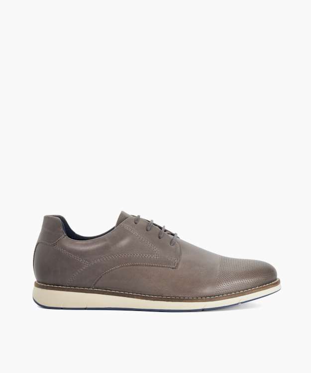 Benjo Grey - Leather Lace-Up Shoes