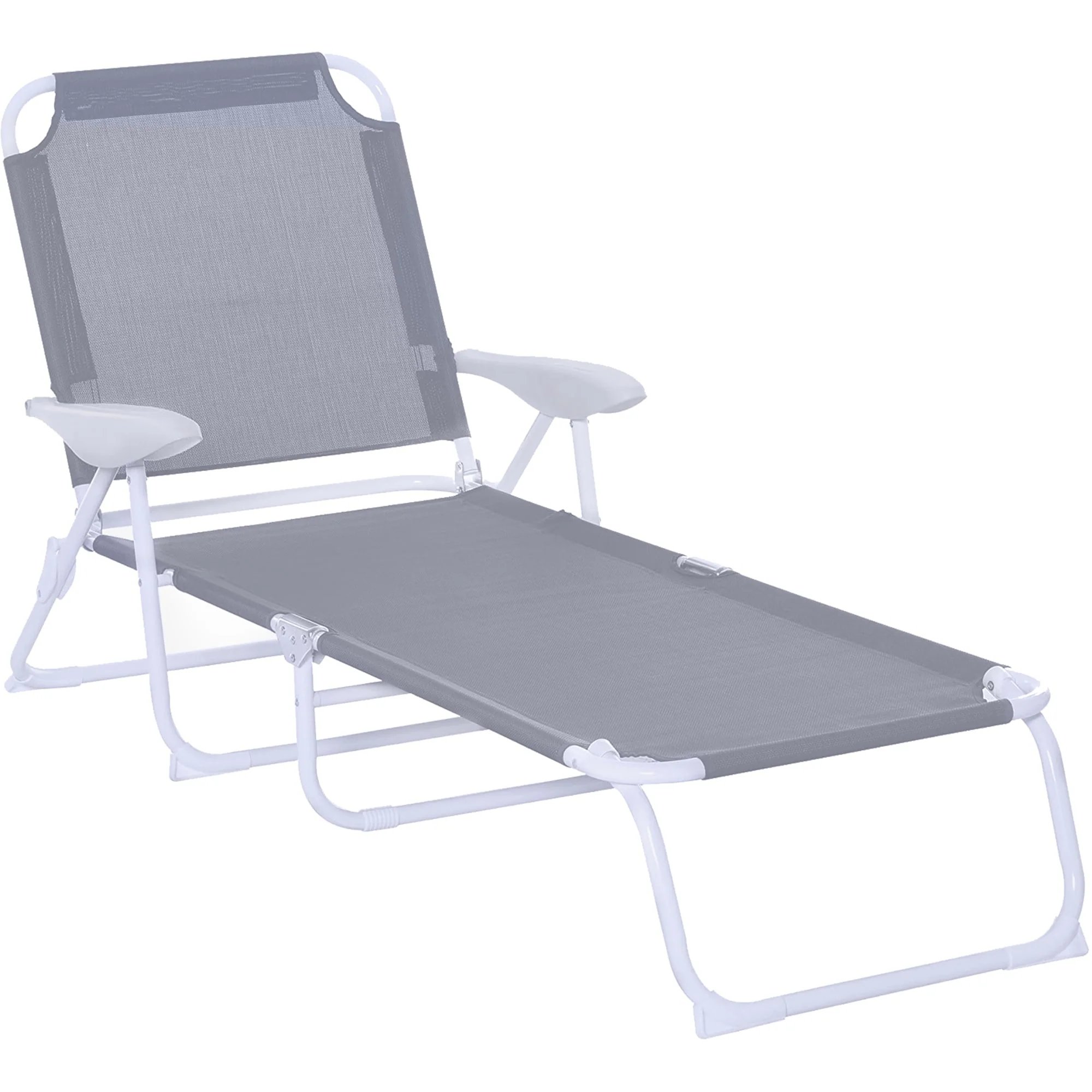 Folding Outdoor Chaise Lounge Chair with 4-Position Adjustable Backrest and Armrests for Beach Poolside or Patio
