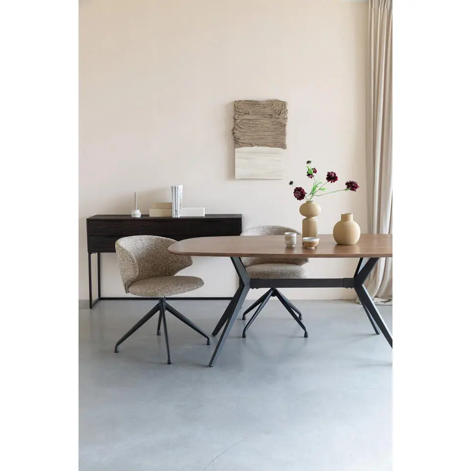 Eetkamerstoel Bruin Stof - Zithoogte 51cm - Balado - Set van 2