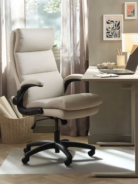 Kontorstol KASTBJERG beige kunstlæder
