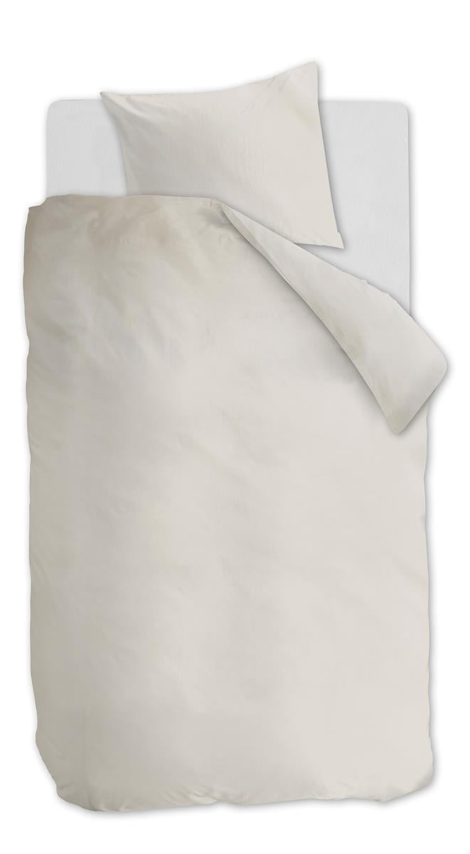 Ambiante Cotton Uni dekbedovertrek - Effen - Eenpersoons - 140x200/220 - Gebroken wit