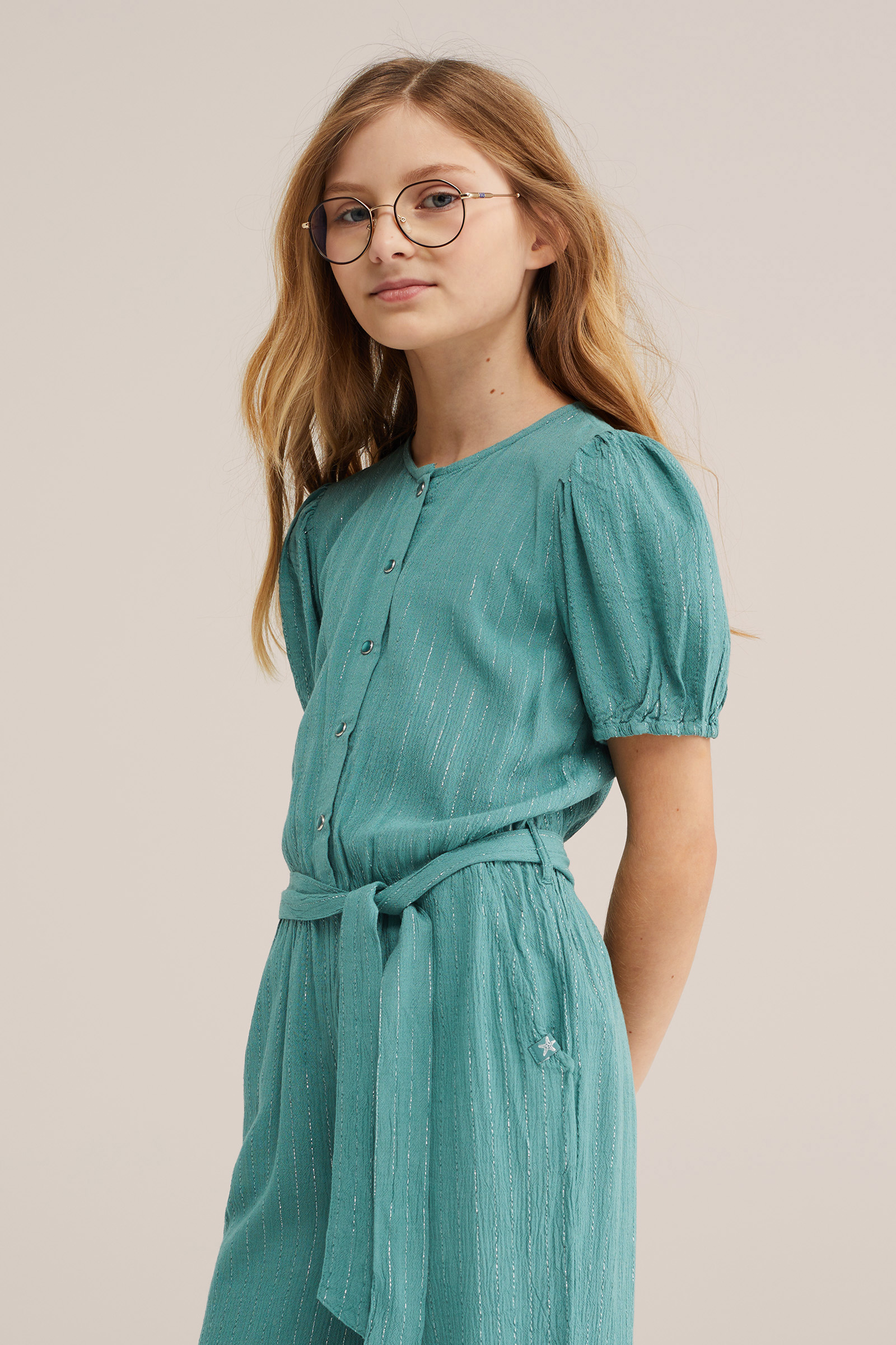 Meisjes jumpsuit met glittergaren