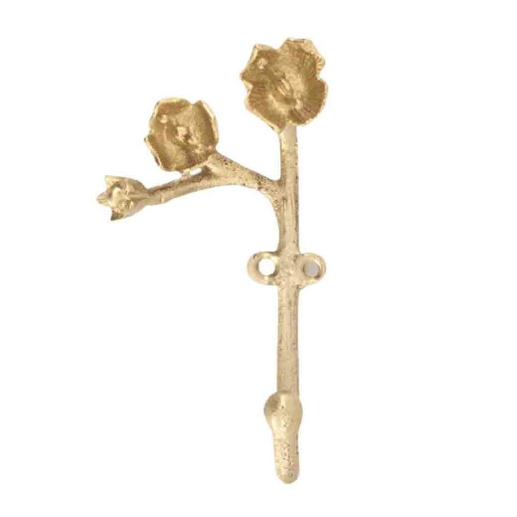 - Crochet mural fleur doré L6cm