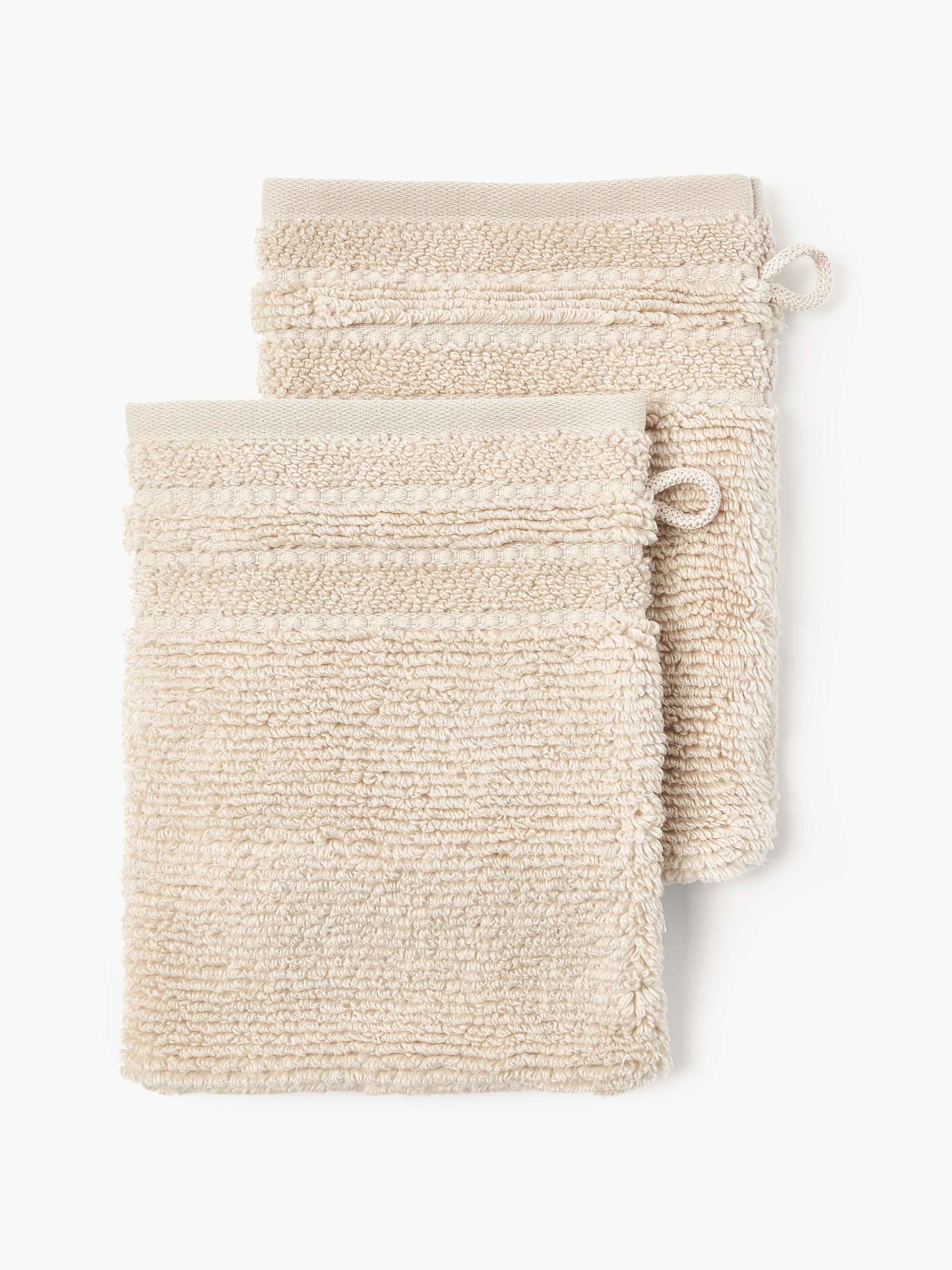 Waschhandschuhe Luxe mit Streifenbordüre, 2er-Set