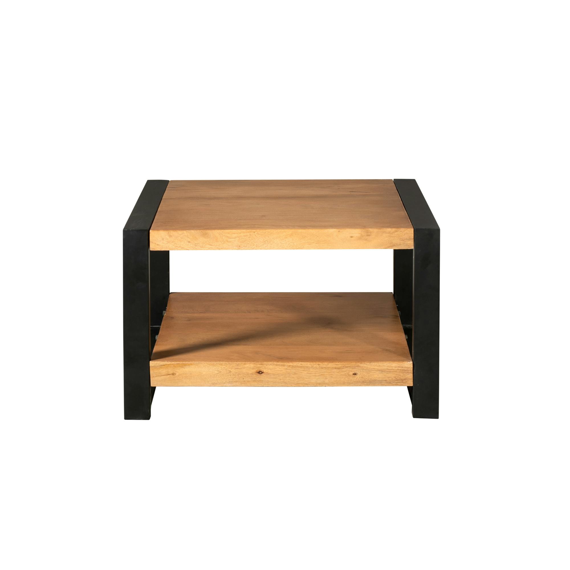 Table basse carrée bois métal MILORA
