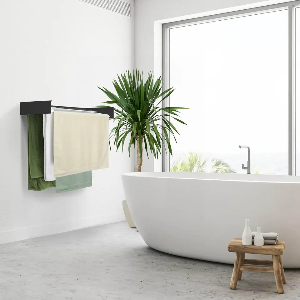 Vitapur Wanddroogrek - Wasrek hangend - 80 cm - Zwart