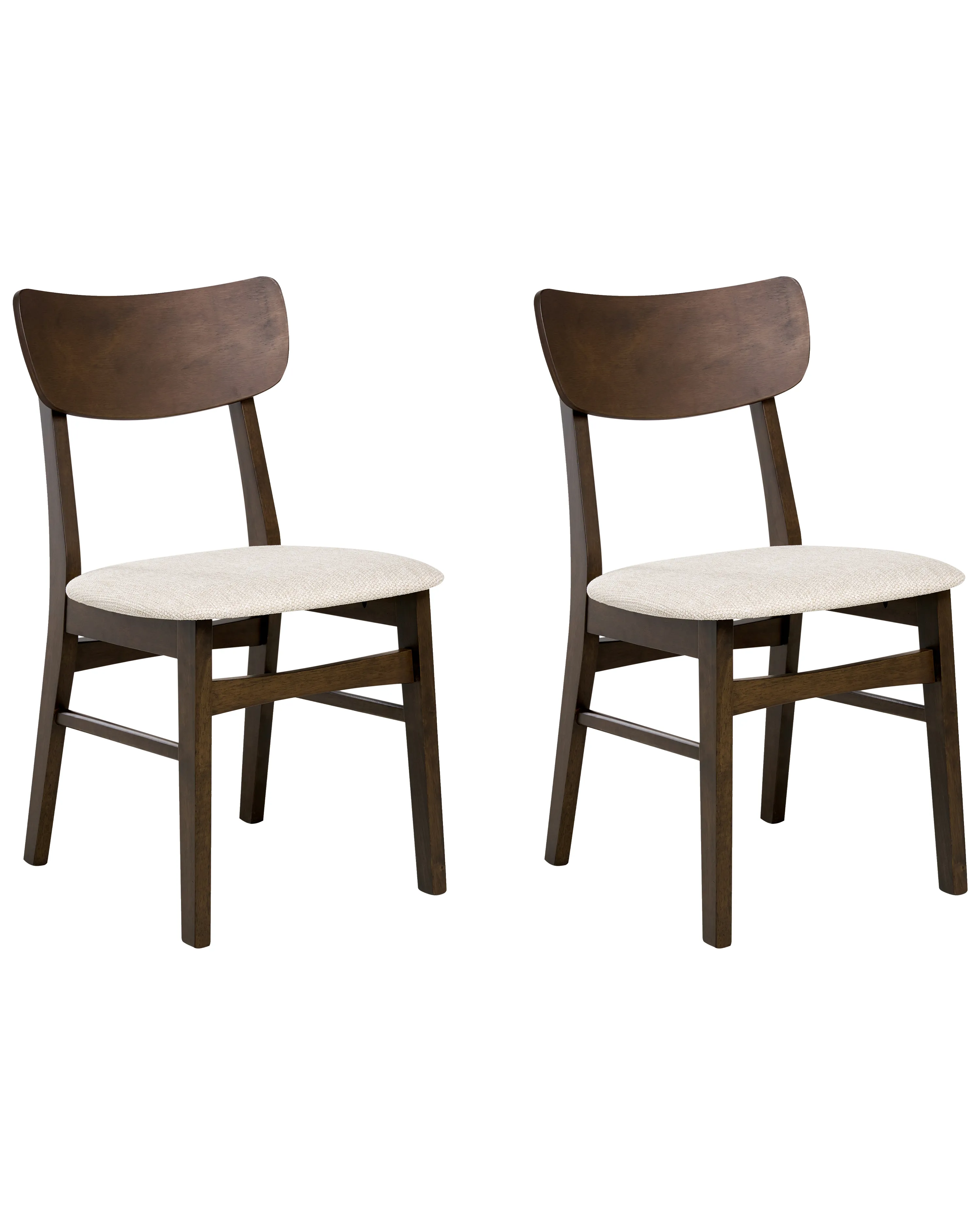 Set of 2 Dining Chairs ANOKA Wood Dark Brown/ Beige