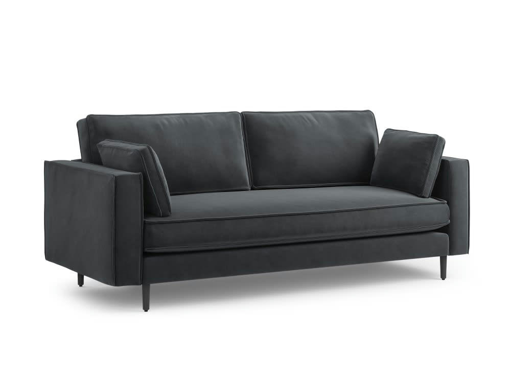 ALEXIS - Canapé 3 places en velours gris foncé