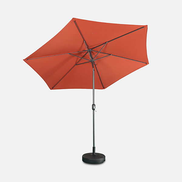 Parasol droit rond D.300cm - Touquet Terracotta - mât central en aluminium orientable et manivelle d'ouverture
