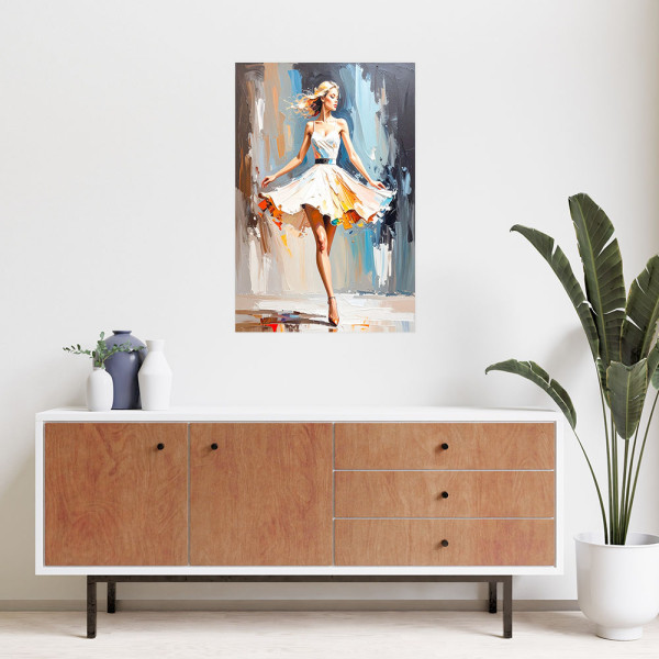 Naklejka na ścianę do salonu sypialni Feeby Kobieta w białej sukience 20x30