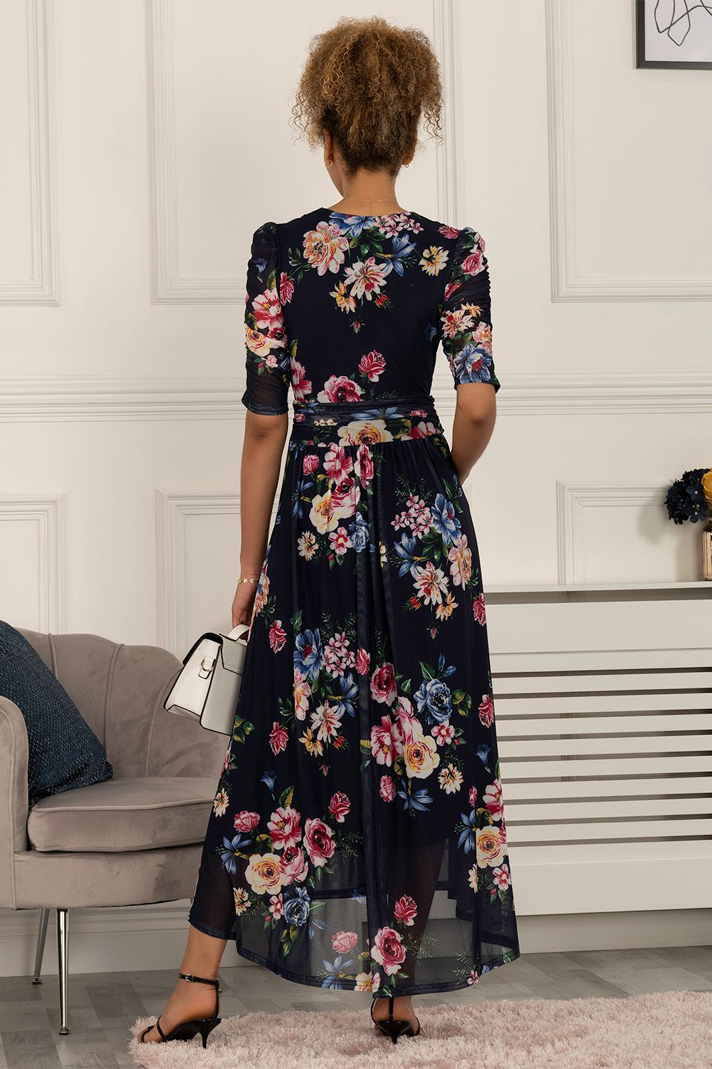 Jolie Moi Haizley Floral Print Mesh Maxi Dress