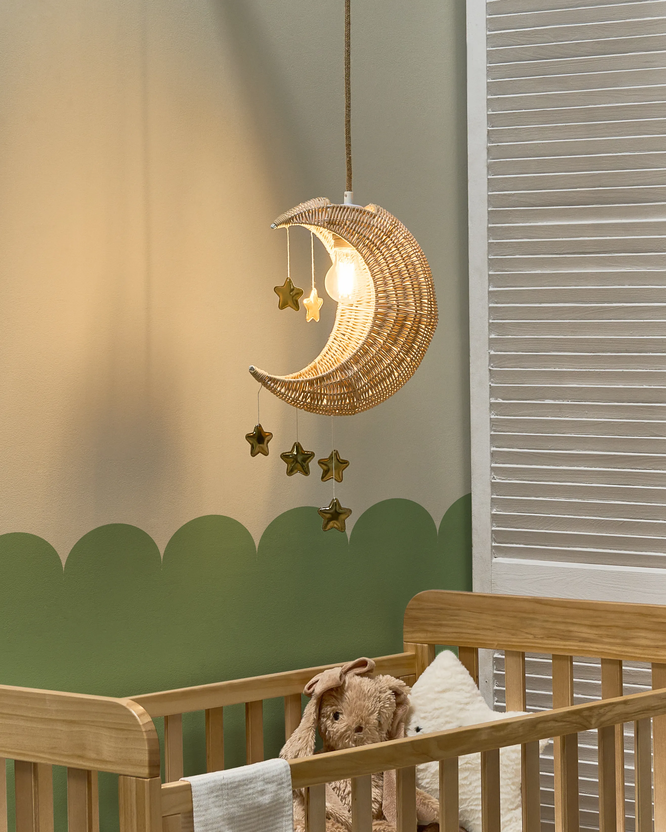 Pendant Lamp Moon ORCHON Rattan Natural
