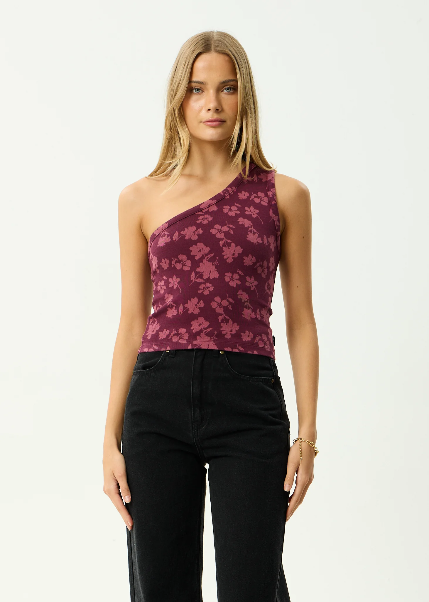 AFENDS Womens Marin - One Shoulder Top - Port