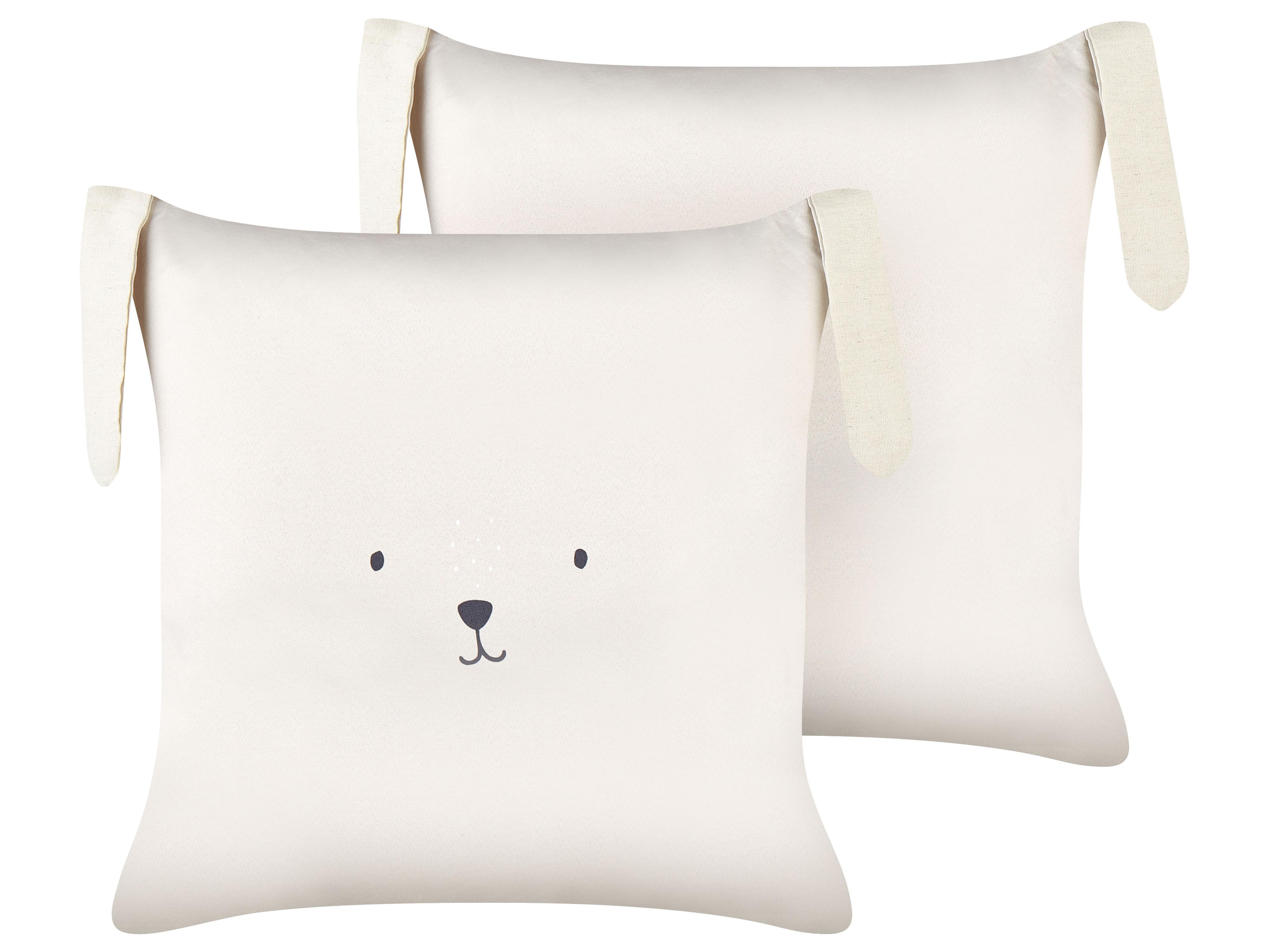 Set of 2 Decorative Cushions CONEY Cotton 45 x 45 cm Light Beige
