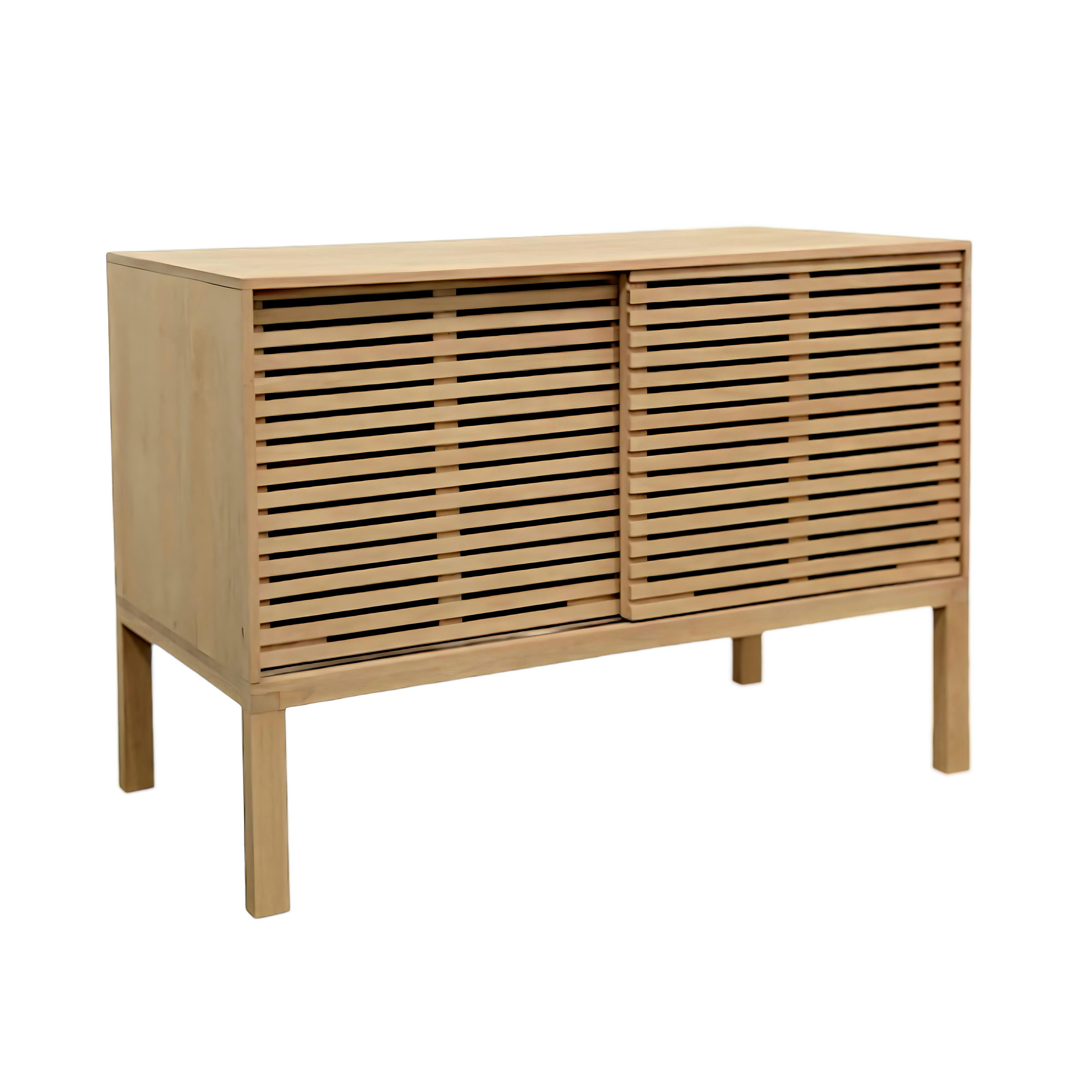 Meuble / Buffet Hévéa 2 portes coulissantes Persiennes 120x60x85cm NEW ORLEANS