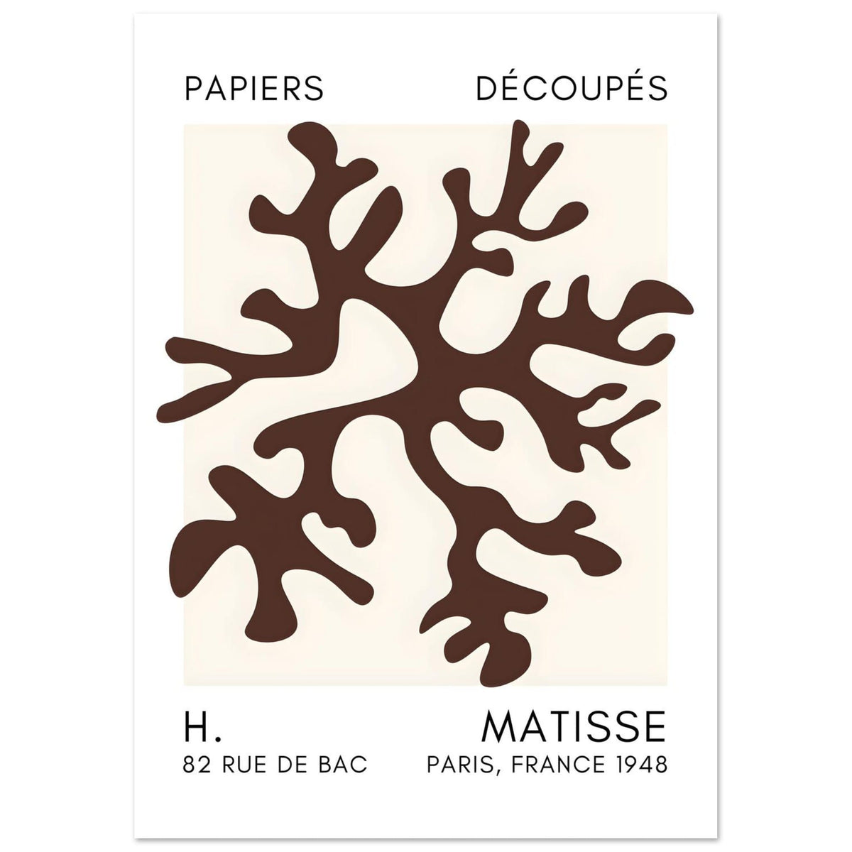Artfulprints Poster Matisse – Dreamy coral flower brown  - A4 21x29.7 cm - Bruin