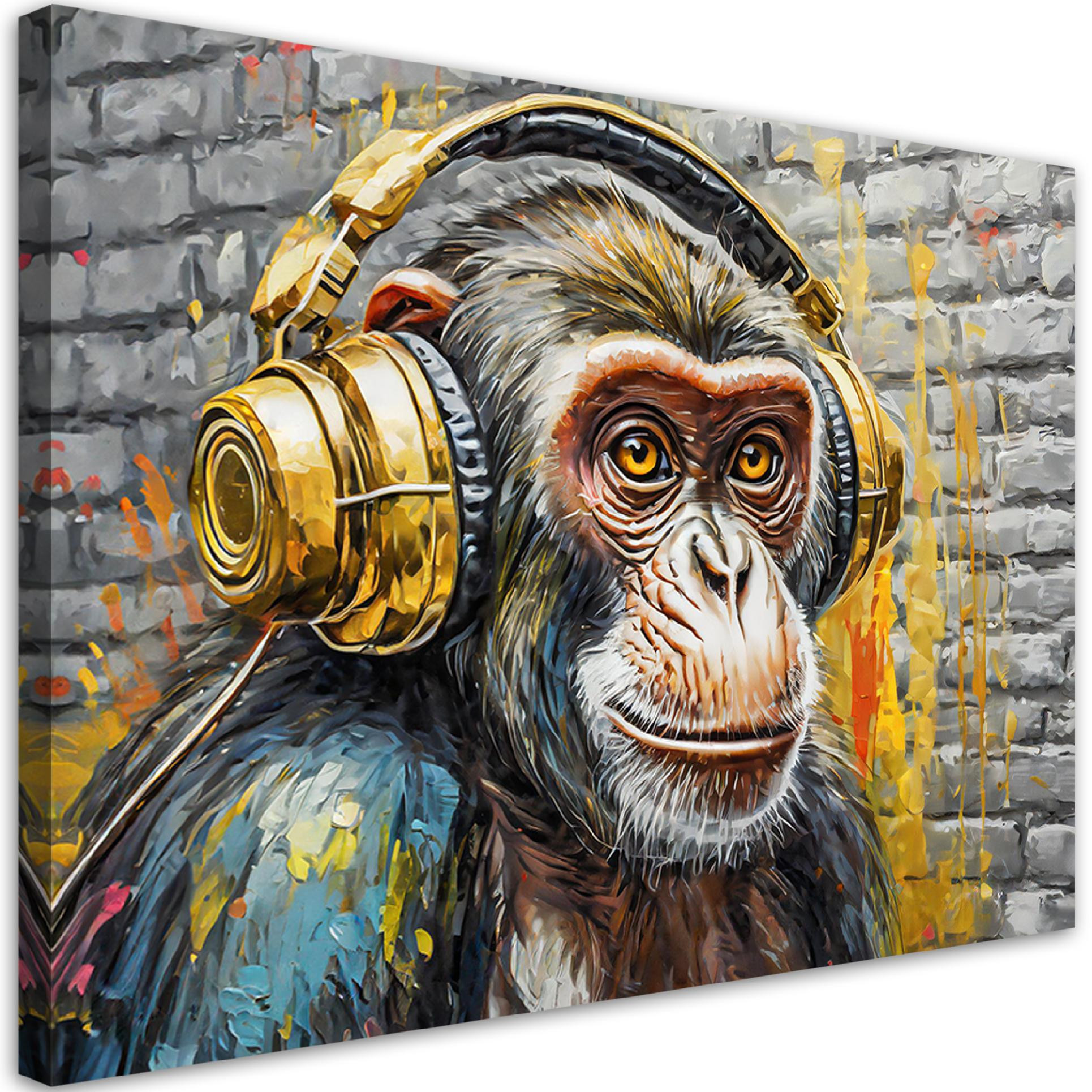 Feeby Obraz na płótnie, Małpa Dj 60x40