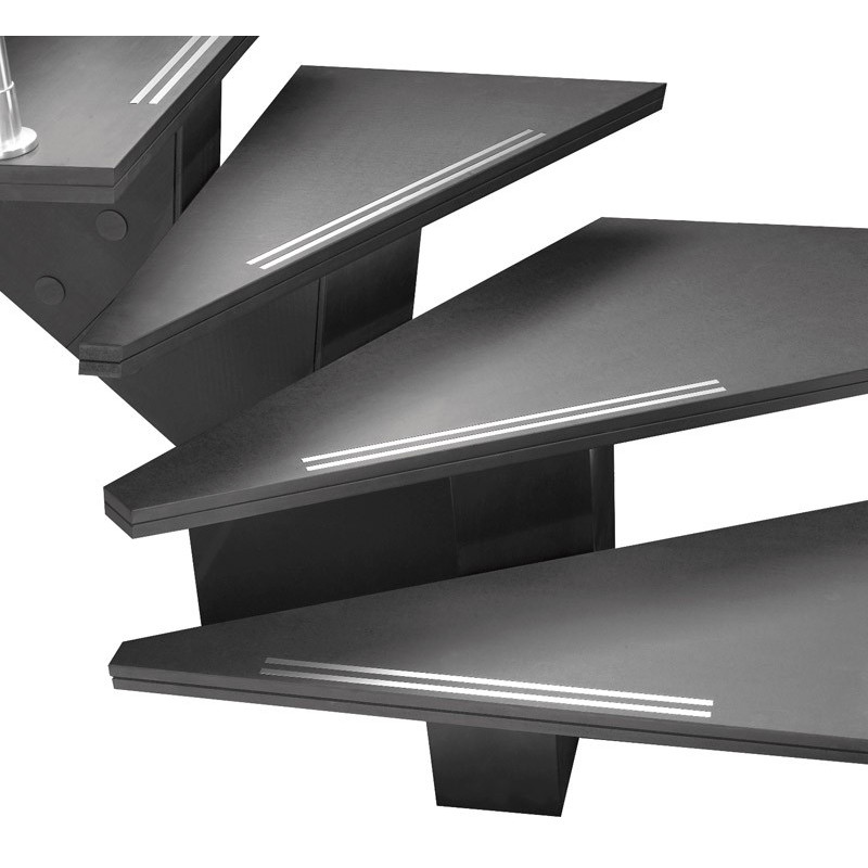 Escalier Gomera 1/4 tournant gauche avec marches strips alu SOGEM