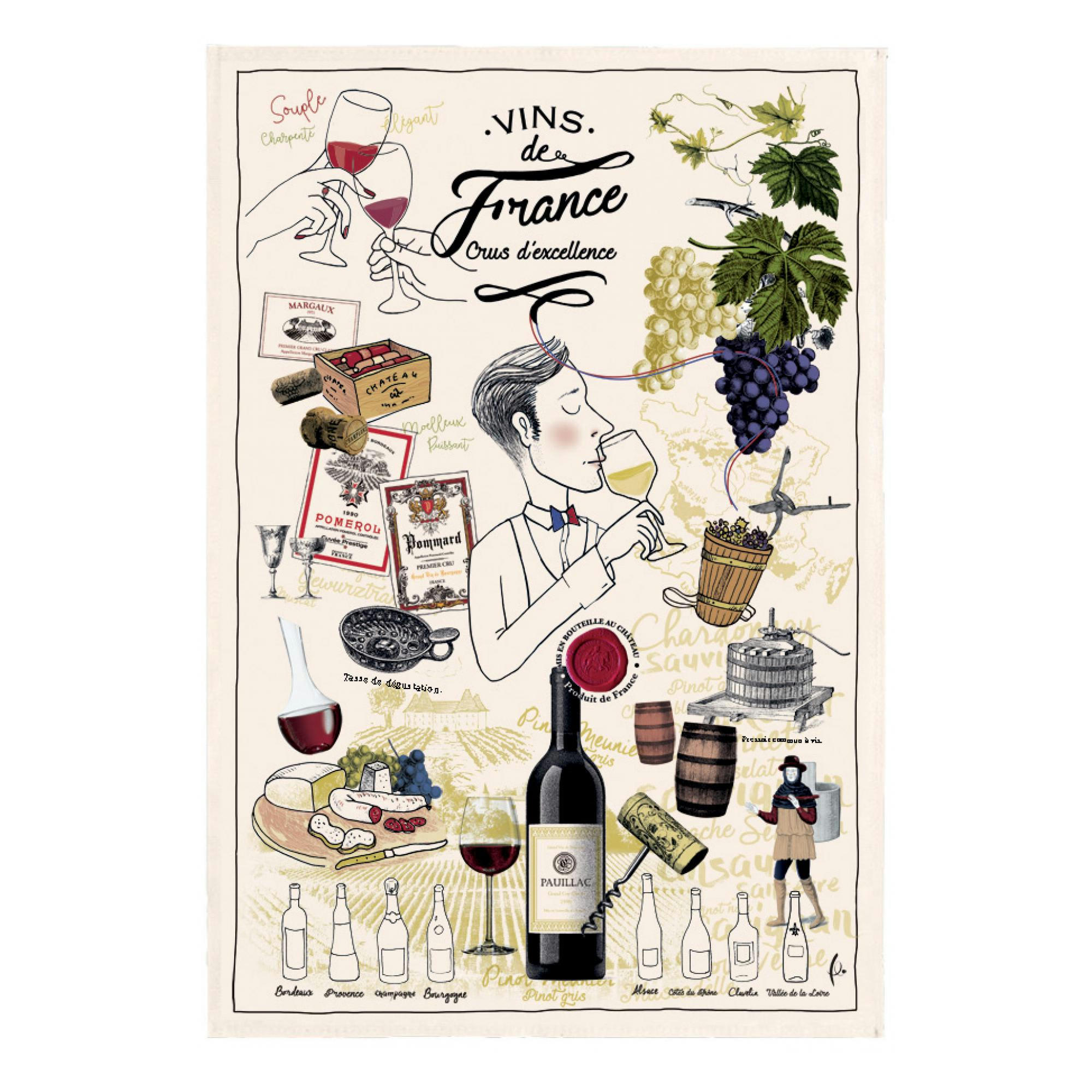 VINTAGE - Torchon crus d'excellence en coton ecru 48 x 72