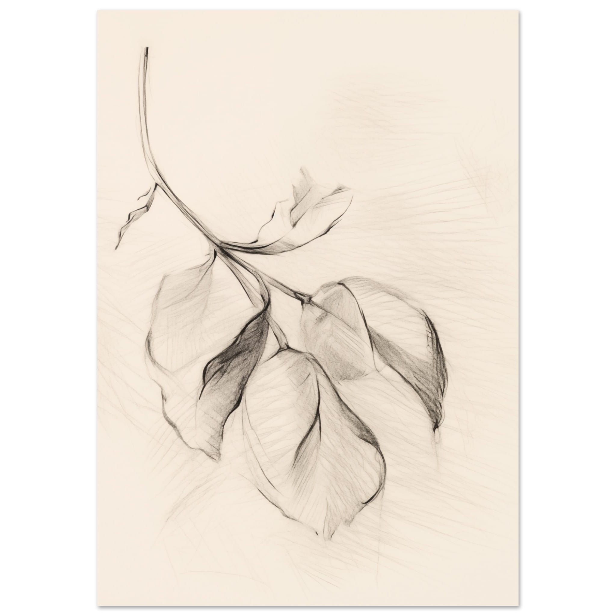 Artfulprints Poster Botanical branch  - A4 21x29.7 cm - Zwart / Wit