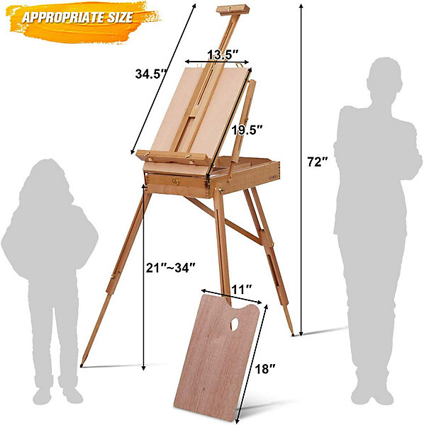 Chevalet Bois Pliable 180CM avec sangle de transport Chevalet de Table avec Palette Réglable en Hauteur Tiroir