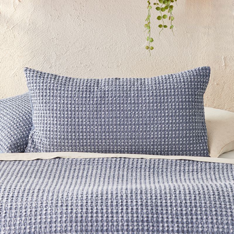 Ren Waffle Azure Blue Quilt Cover Separates