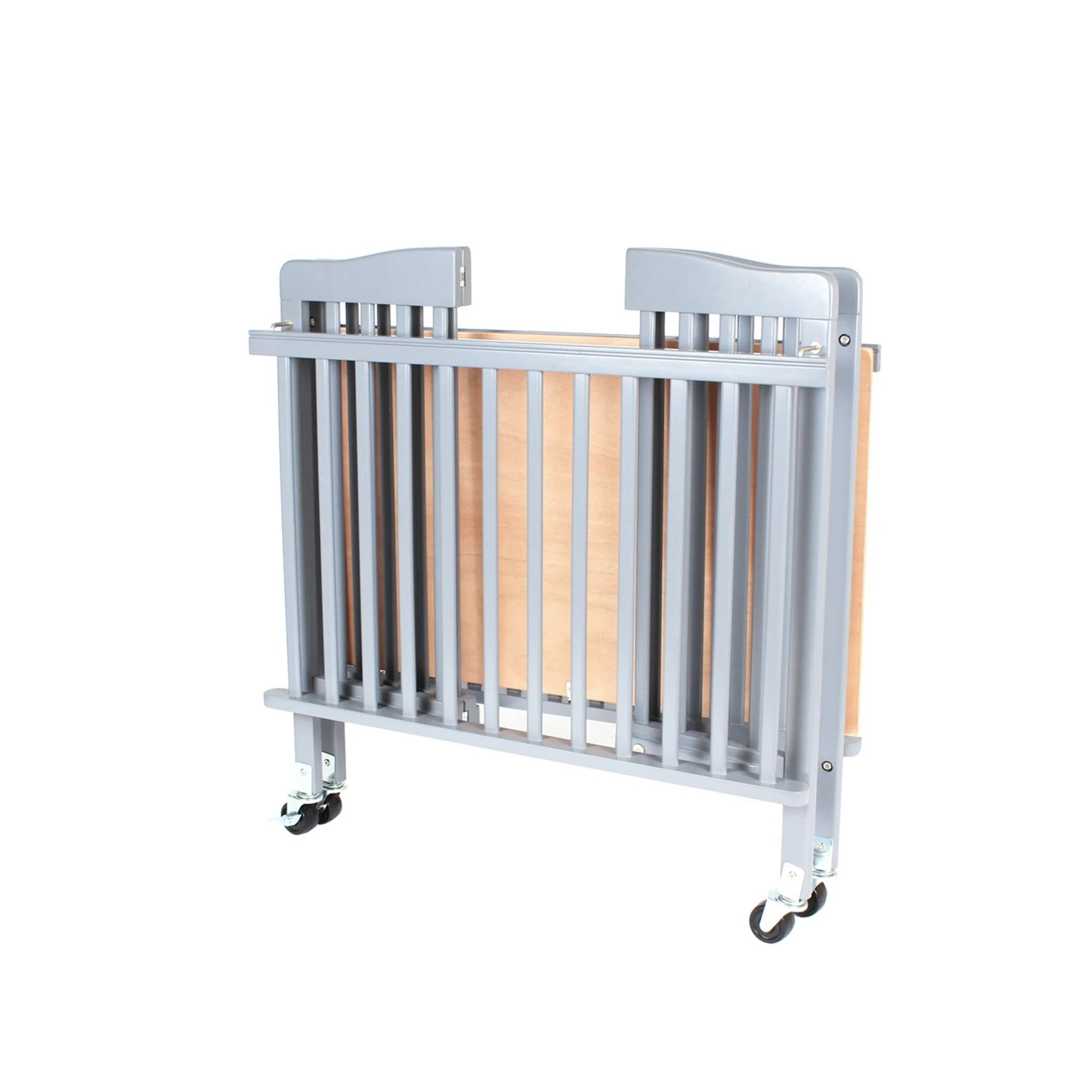 LA Baby The Little Wood Crib-Mini/Portable Folding Wood Crib-Gray