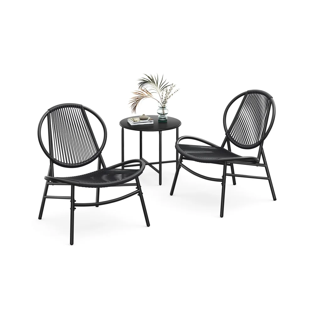 Ensemble salon de jardin 1 table 2 chaises