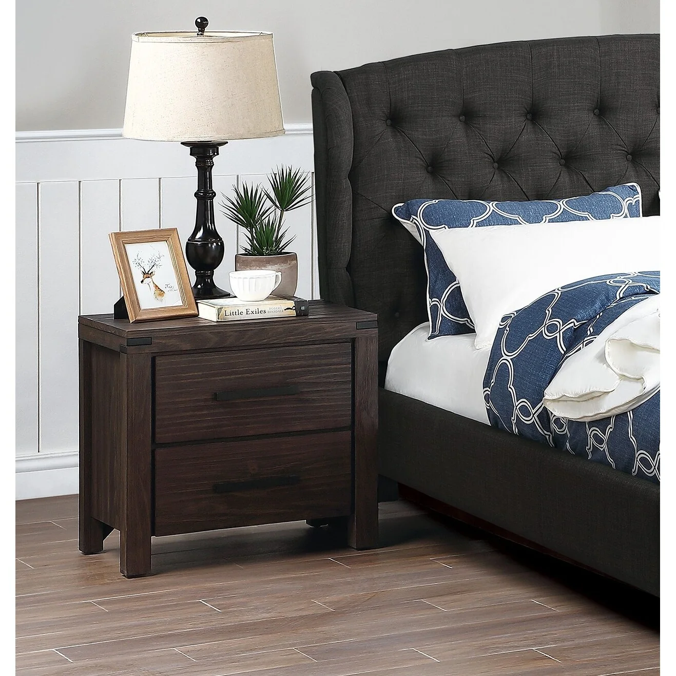 Bedroom Furniture Simple Nightstand Drawers Bed Side Table Solidwood