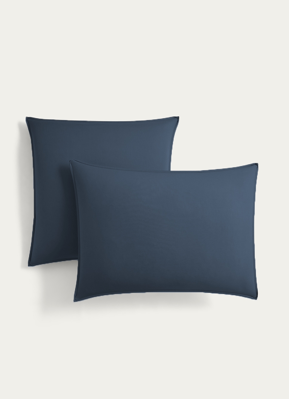 TAIE D'OREILLER UNIE EN COTON LAVÉ BIO Bleu ORAGE