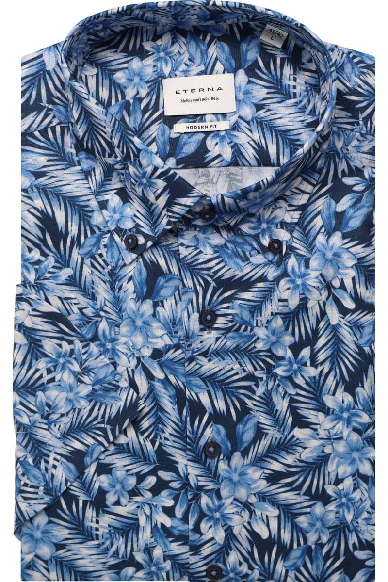 ETERNA Modern Fit Tencel Hemd marine, Bedruckt