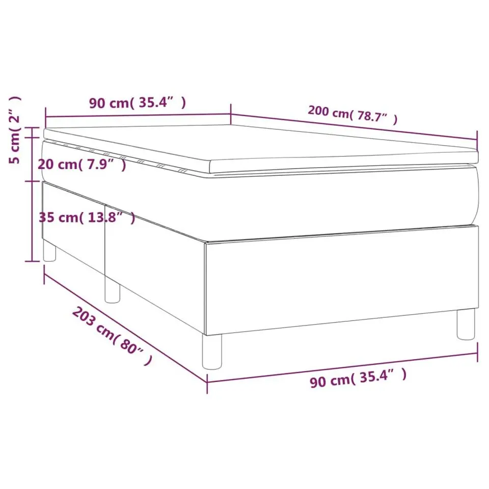 vidaXL - Bed frame met matras - Zwart - Fluweel - 90x200 cm