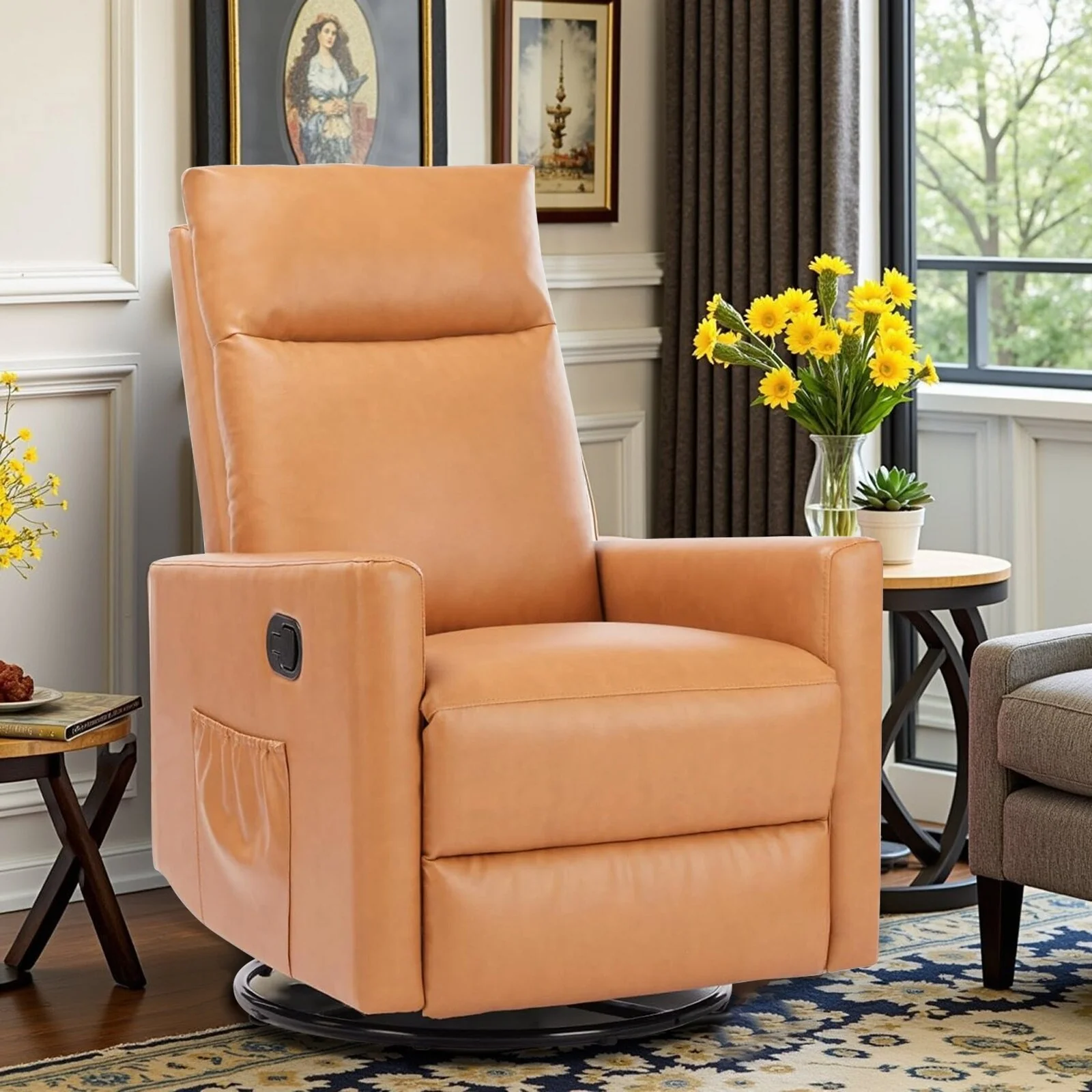 Recliner Chair, Swivel Rocking, Glider Rocker Recliner, Nursery Chair With Footrest For Living Room