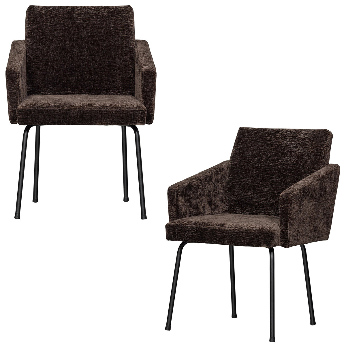 WOOOD eetkamerstoelen Mount - Polyester - Donkerbruin - Set van 2
