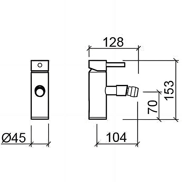 Mitigeur pour bidet bec contemporain mousseur éco SANINDUSA Tube chromé livré avec 2 flexibles