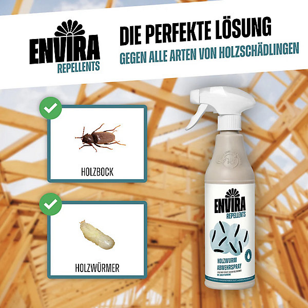 Envira Spray Anti Vrillettes avec Pulverisateur a Pression Protection Rapide et Efficace 3X2L   Pulvérisateur