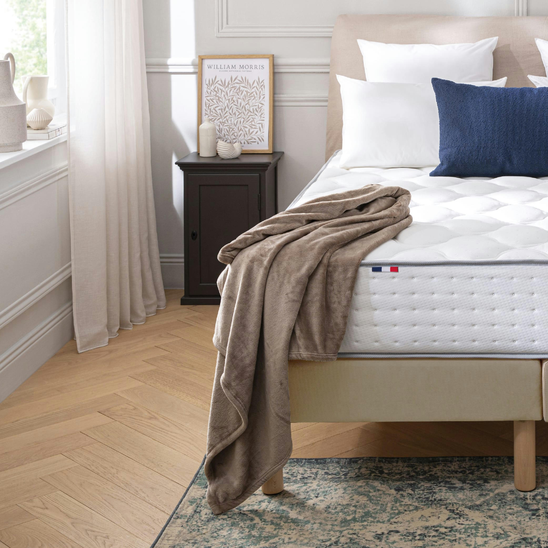 LUXE VELOURS - Sommier velours blanc 80x200 cm