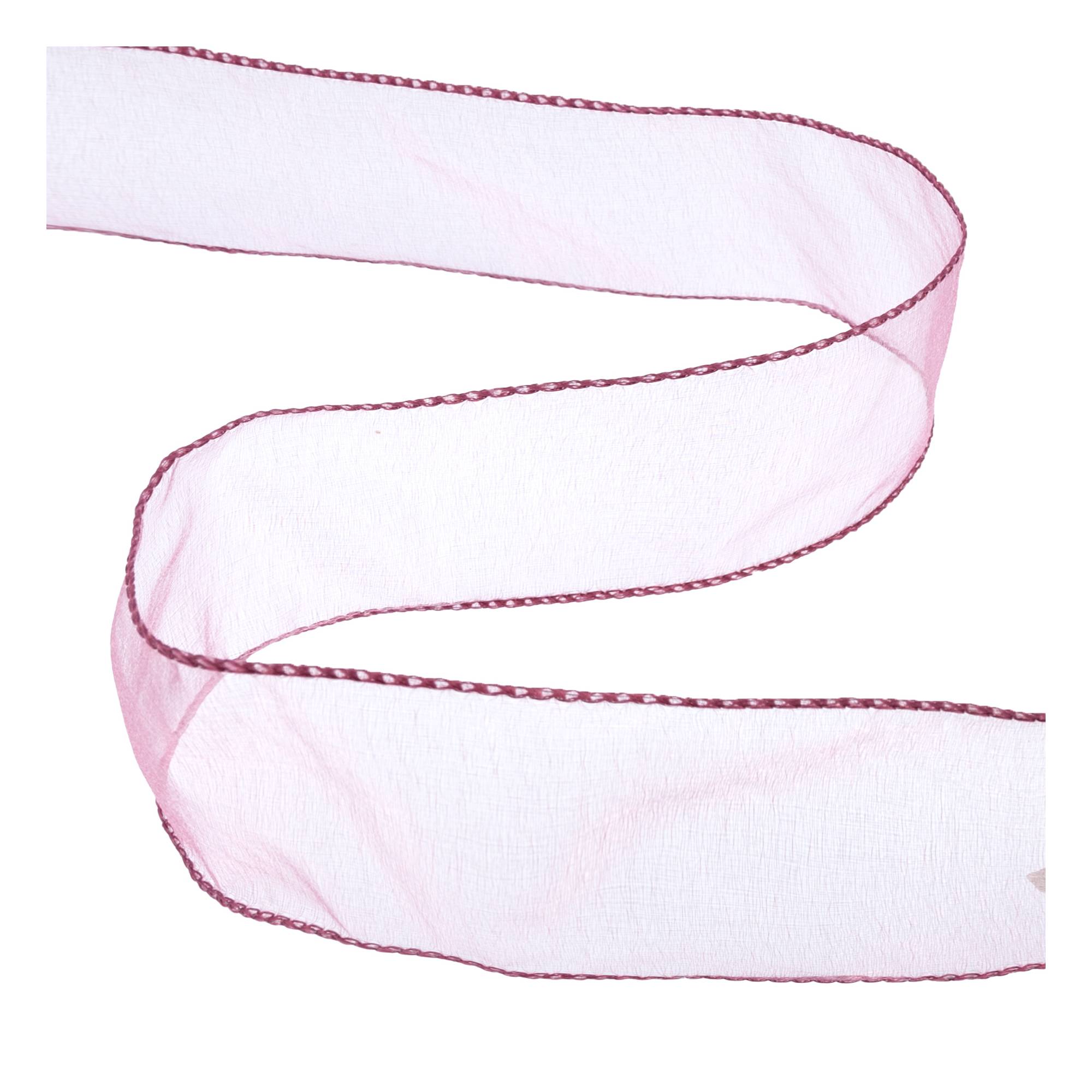 Mid Pink Wire Edge Organza Ribbon 63mm x 3m