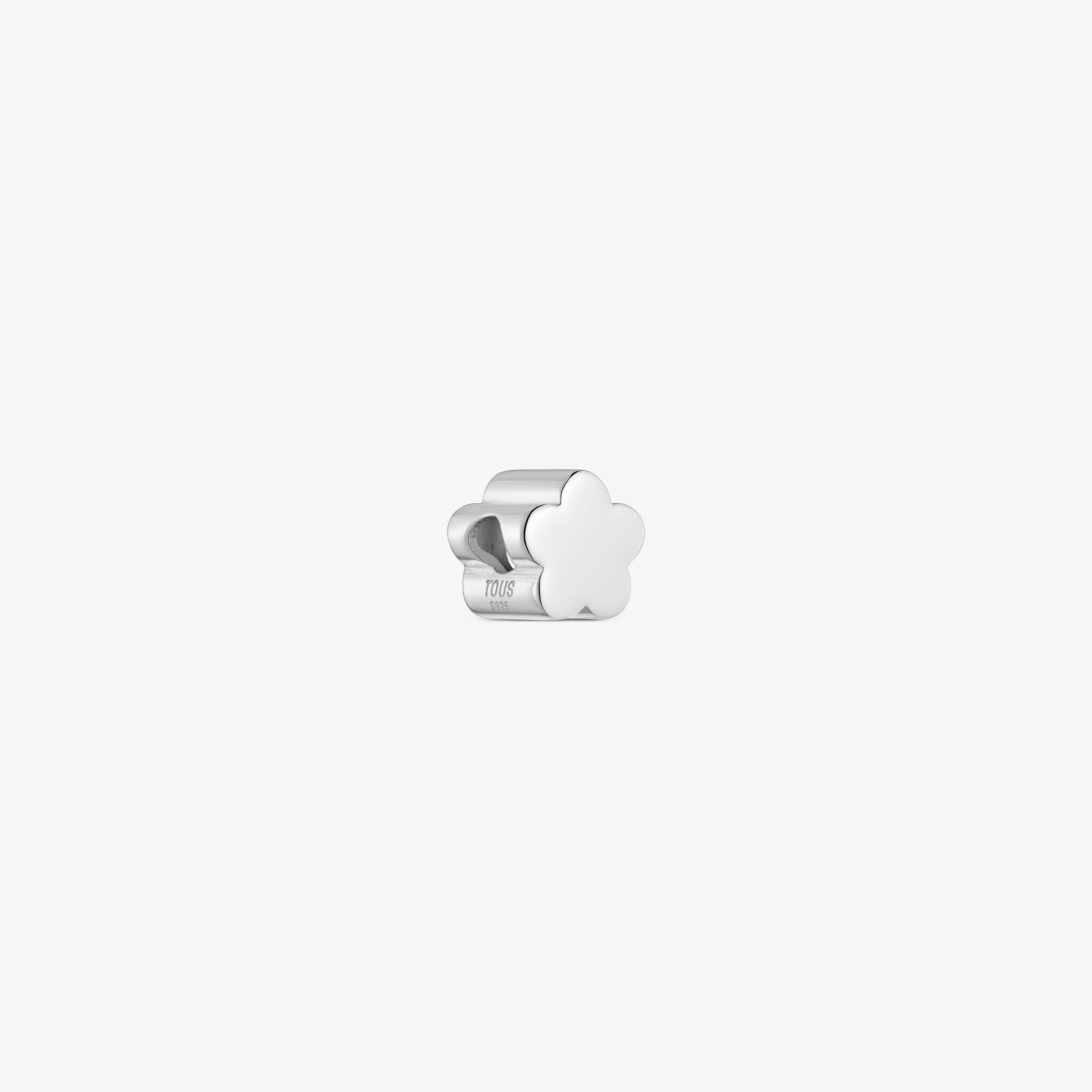 Charm TOUS Mesh Tube de plata motivo flor 7 mm