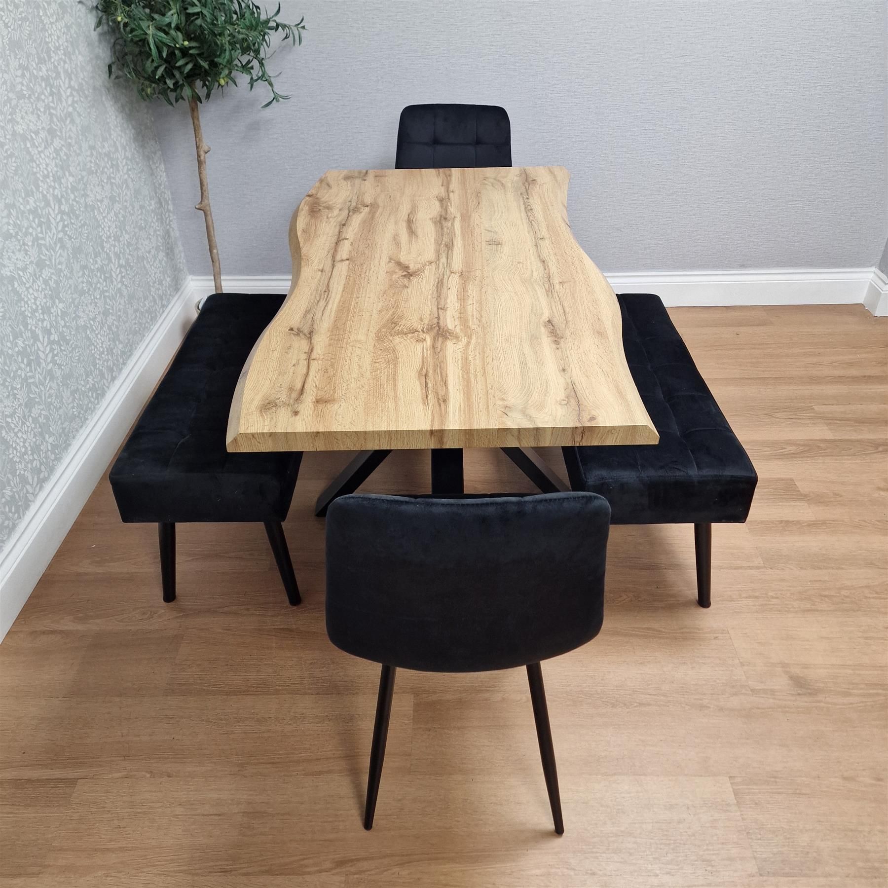 KOSY KOALA Dining Table Set with 2 Black Chairs and 2 benches Dining Furniture