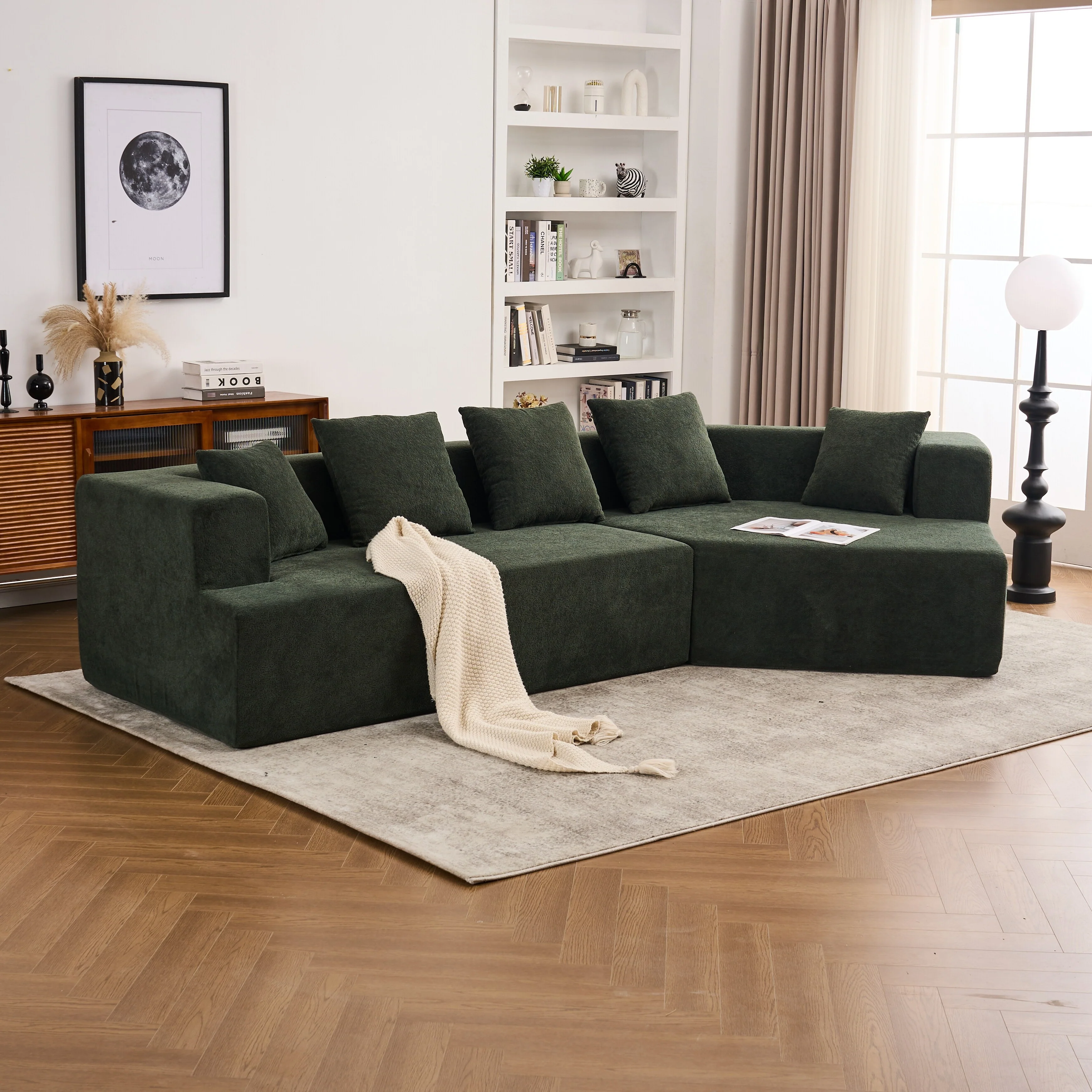 Memory Foam Couch, No Installation & Easy to Transport, Deep Seat Modern Sofa with Chenille Fabric